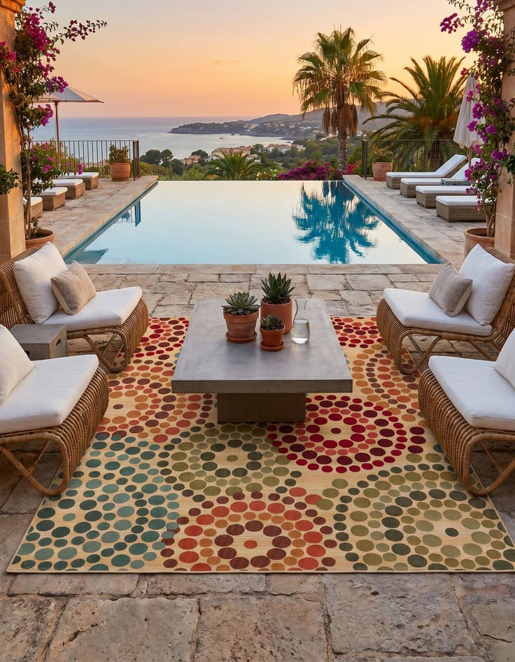 Detail image of 7' 10 x 10' Easy-Clean Modern Indoor / Outdoor Rug