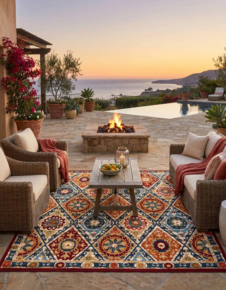 Detail image of 7' 10 x 7' 10 Easy-Clean Modern Indoor / Outdoor Square Rug