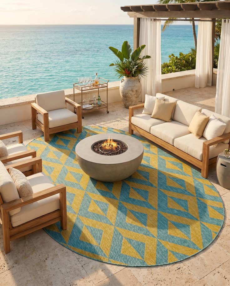Detail image of 7' 10 x 10' Easy-Clean Jill Zarin Napa Indoor / Outdoor Oval Rug