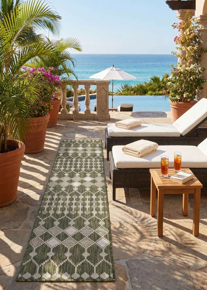 2' x 8' Easy-Clean Lattice Indoor / Outdoor Runner Rug
