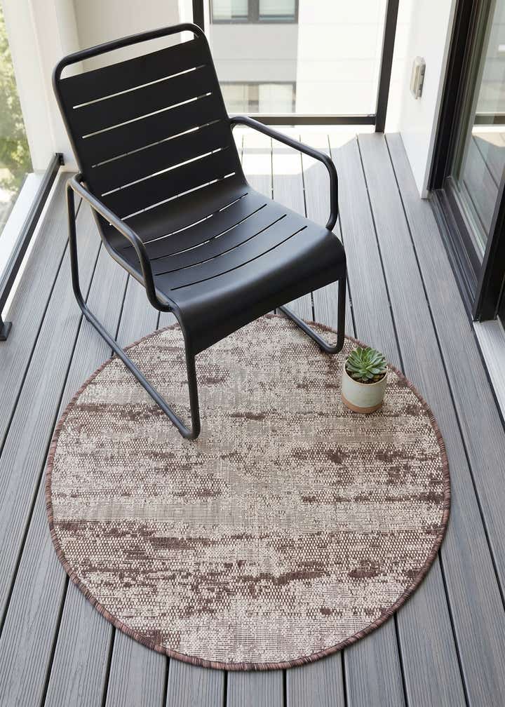 3' x 3' Easy-Clean Modern Indoor / Outdoor Round Rug