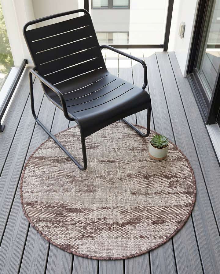 3' x 3' Easy-Clean Modern Indoor / Outdoor Round Rug
