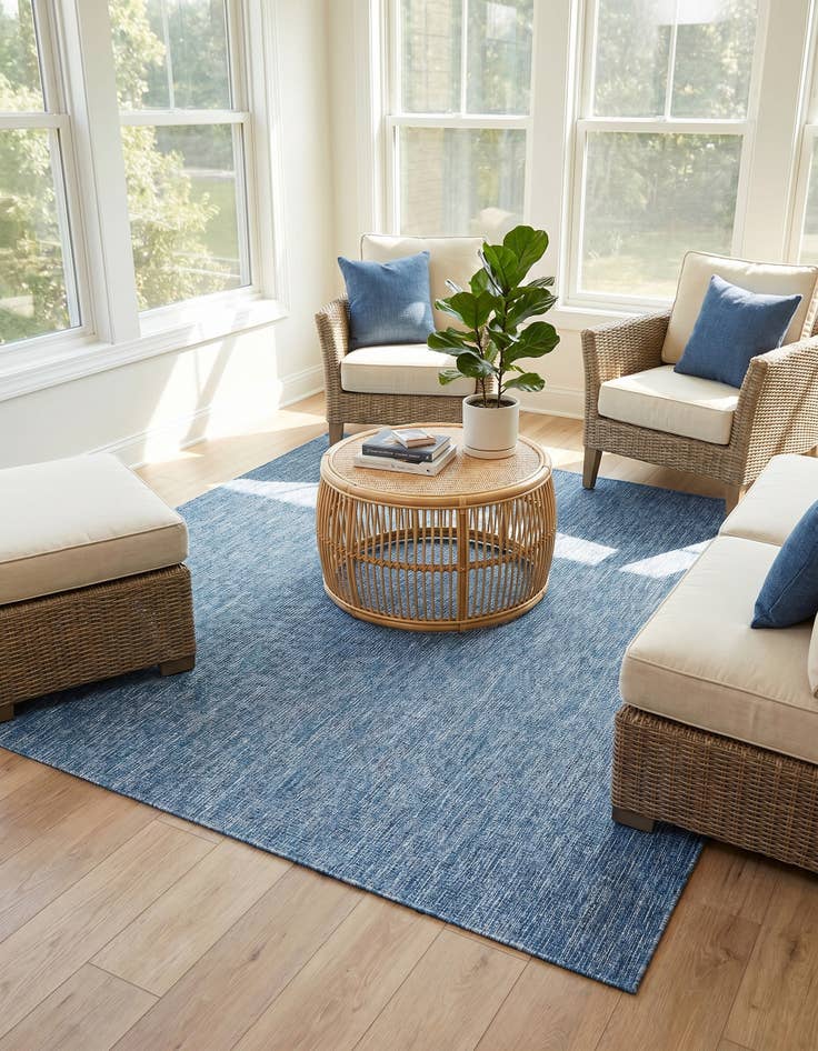 Detail image of 7' 10 x 7' 10 Easy-Clean Solid Indoor / Outdoor Square Rug