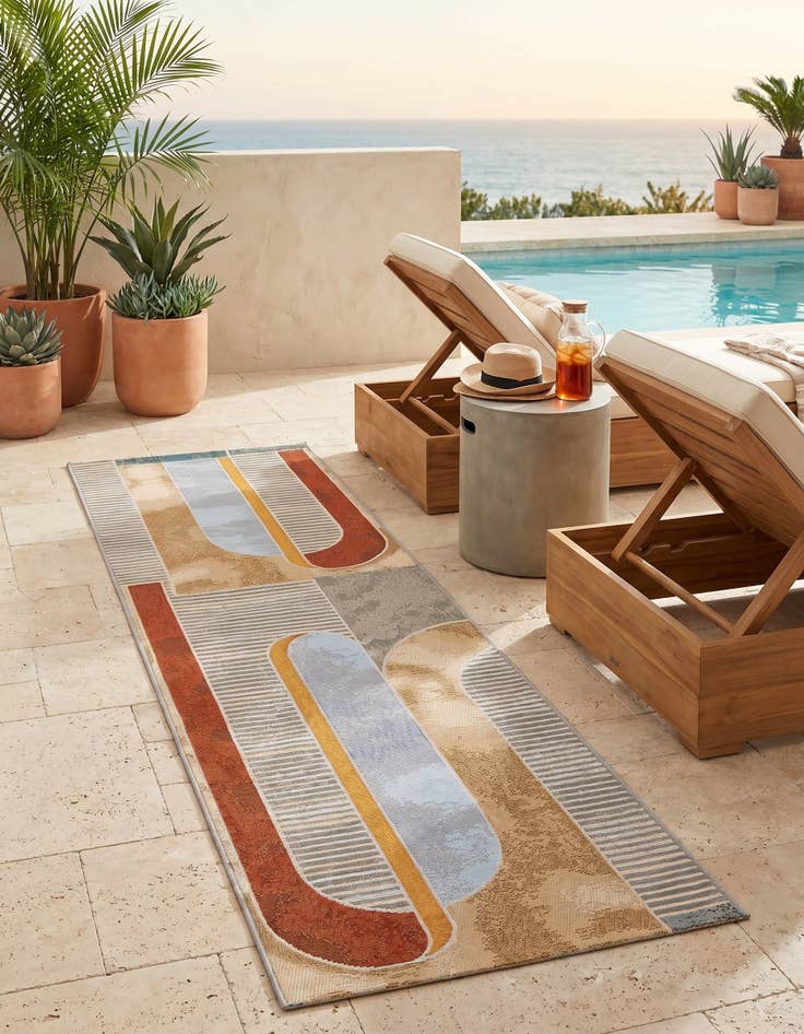 Detail image of 2' x 8' Easy-Clean Modern Indoor / Outdoor Runner Rug
