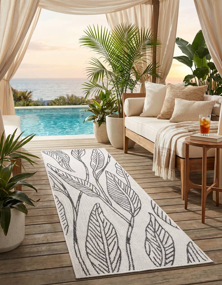 Detail image of 2' x 6' Easy-Clean Botanical Indoor / Outdoor Runner Rug