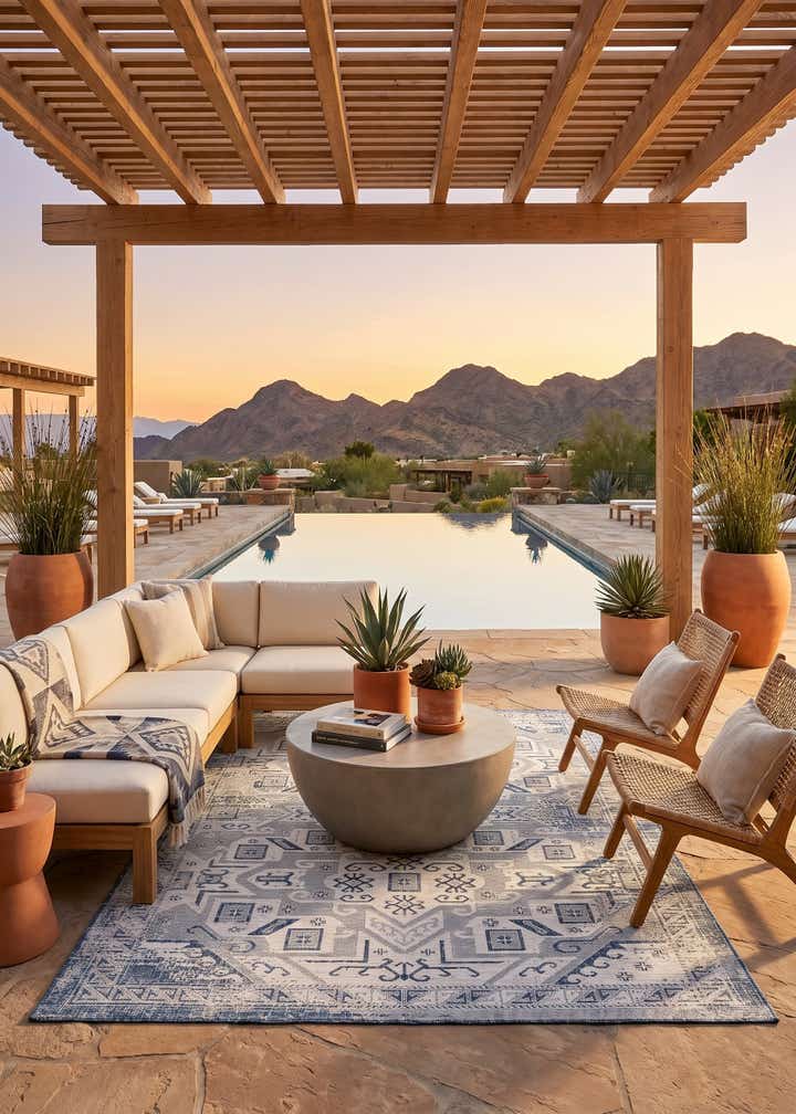 7' x 10' Easy-Clean Aztec Indoor / Outdoor Rug