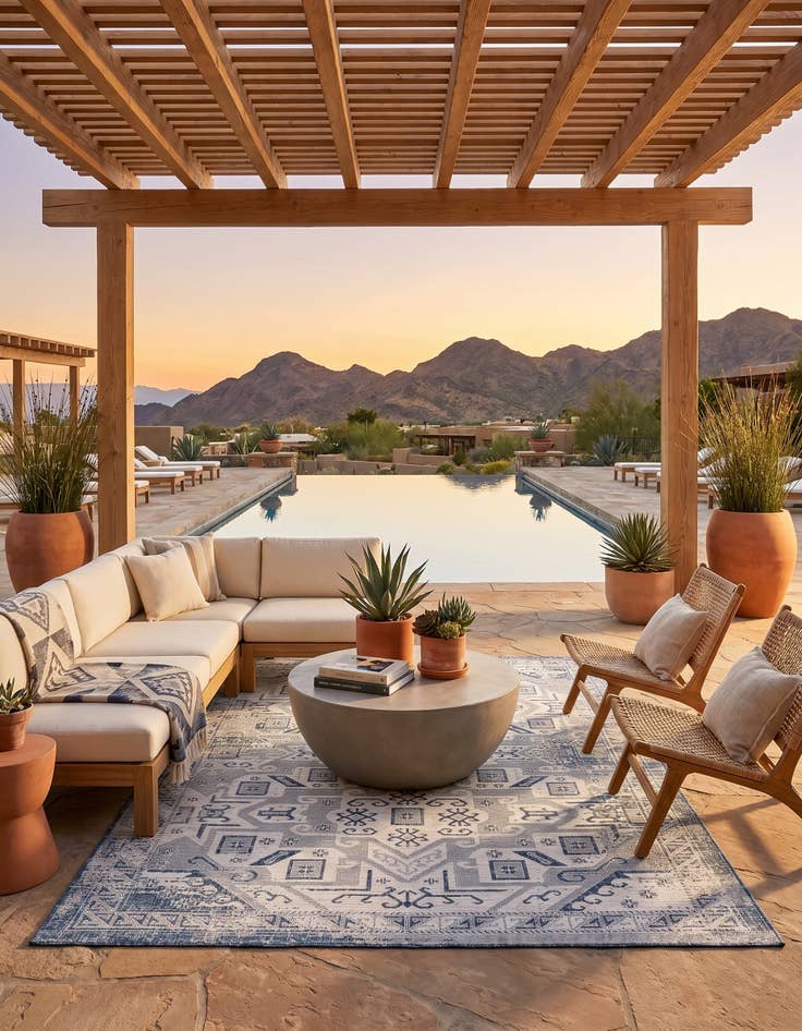 Detail image of 7' x 10' Easy-Clean Aztec Indoor / Outdoor Rug