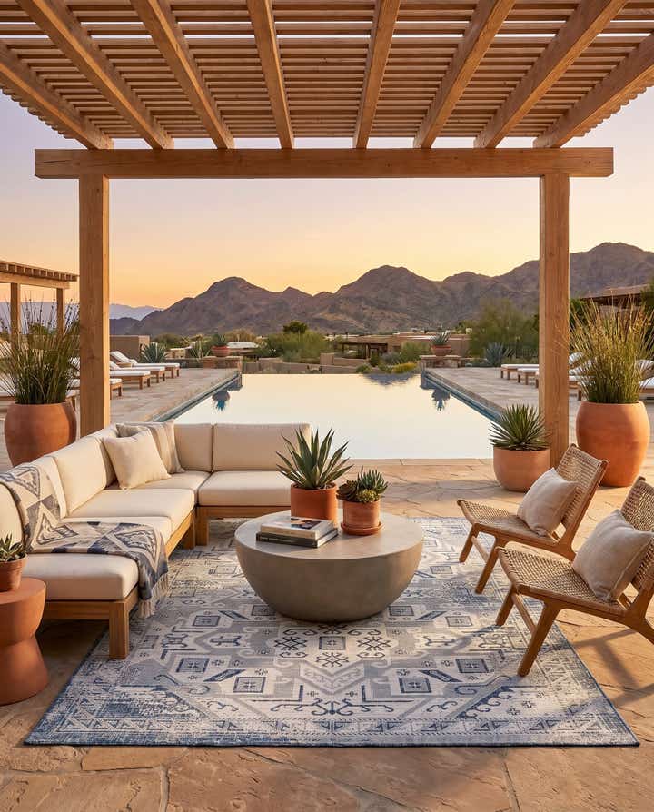 7' x 10' Easy-Clean Aztec Indoor / Outdoor Rug