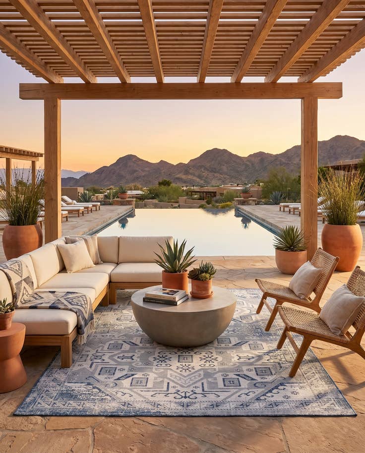 Detail image of 7' x 10' Easy-Clean Aztec Indoor / Outdoor Rug