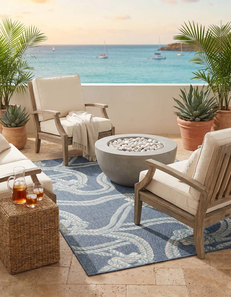 Detail image of 5' 3 x 8' Easy-Clean Coastal Indoor / Outdoor Rug