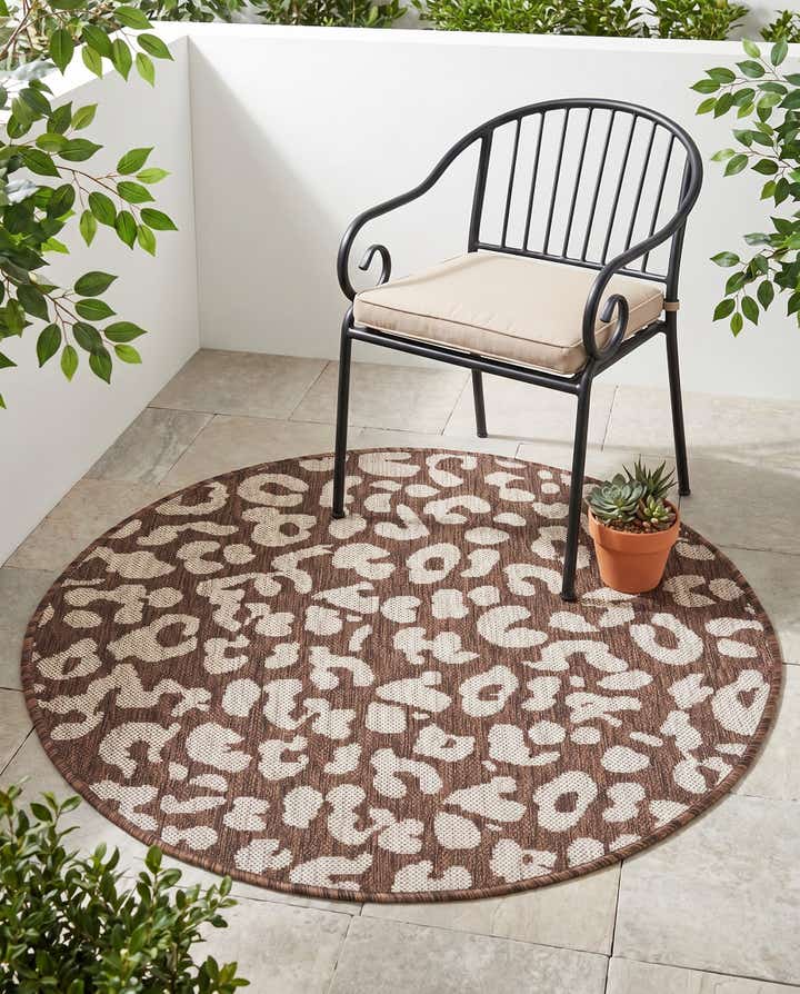 3' x 3' Easy-Clean Safari Indoor / Outdoor Round Rug