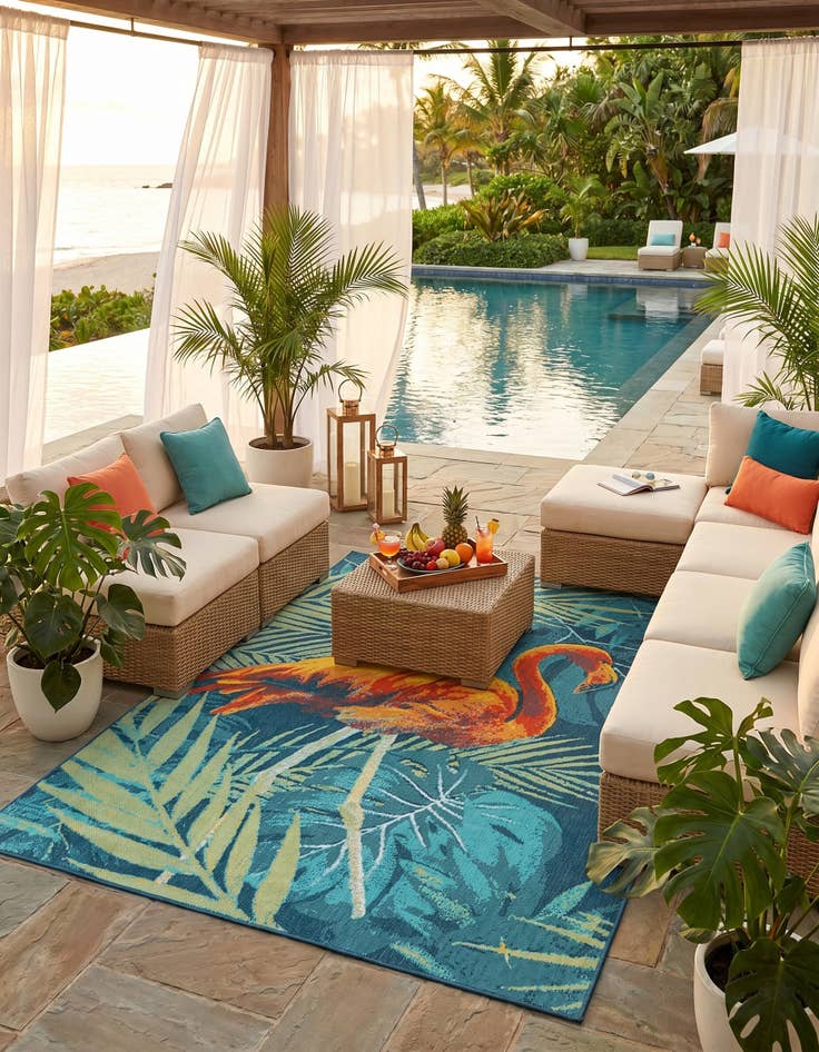 Detail image of 9' x 12' Easy-Clean Coastal Indoor / Outdoor Rug