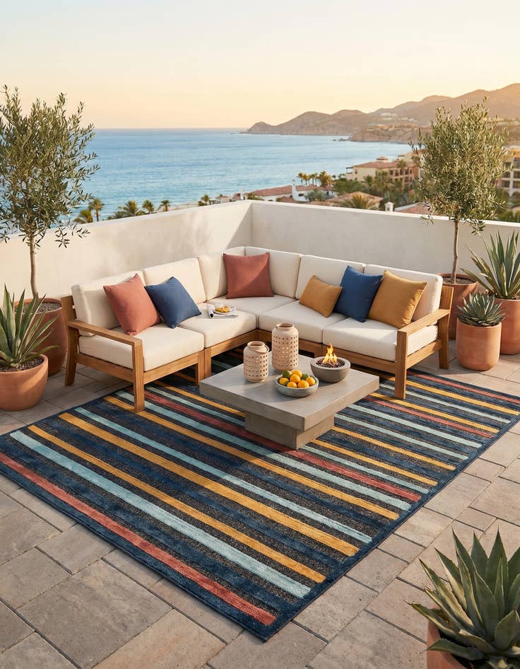 Detail image of 5' 3 x 8' Easy-Clean Belize Indoor / Outdoor Rug