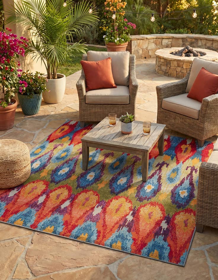 Detail image of 5' 3 x 5' 3 Easy-Clean Modern Indoor / Outdoor Square Rug
