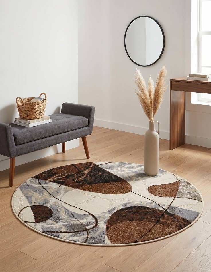 Detail image of 3' x 3' Easy-Clean Modern Indoor / Outdoor Round Rug