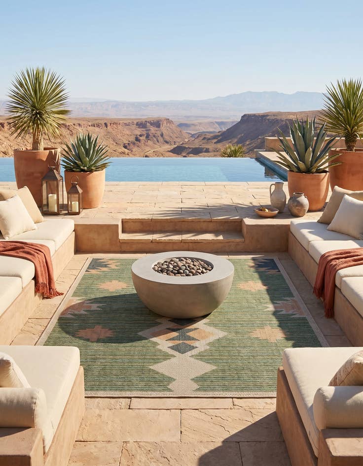 Detail image of 6' x 6' Easy-Clean Baja Indoor / Outdoor Square Rug