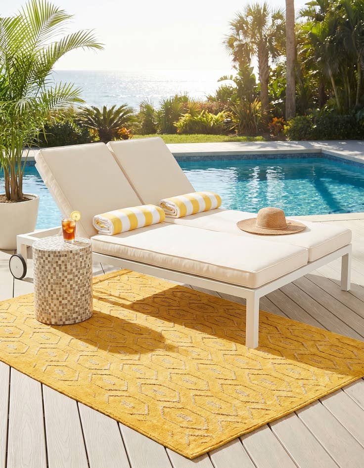Detail image of 4' x 6' Easy-Clean Trellis Textured Indoor / Outdoor Rug