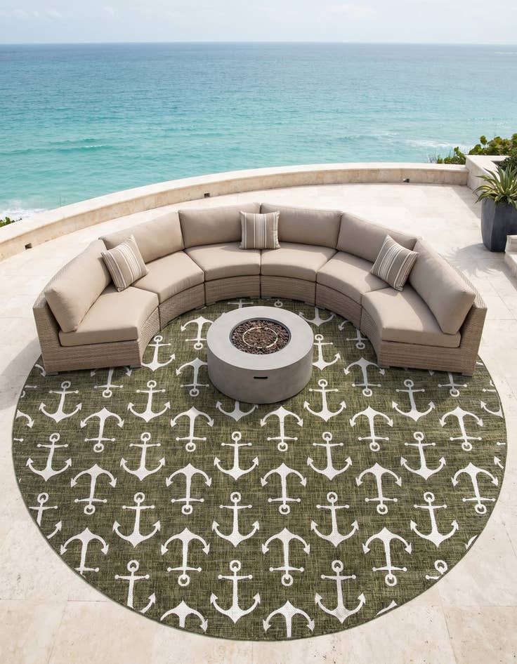 Detail image of 13' x 13' Easy-Clean Coastal Indoor / Outdoor Round Rug