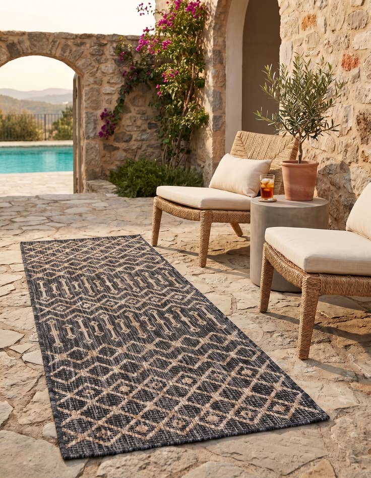 Detail image of 2' x 6' Easy-Clean Trellis Indoor / Outdoor Runner Rug