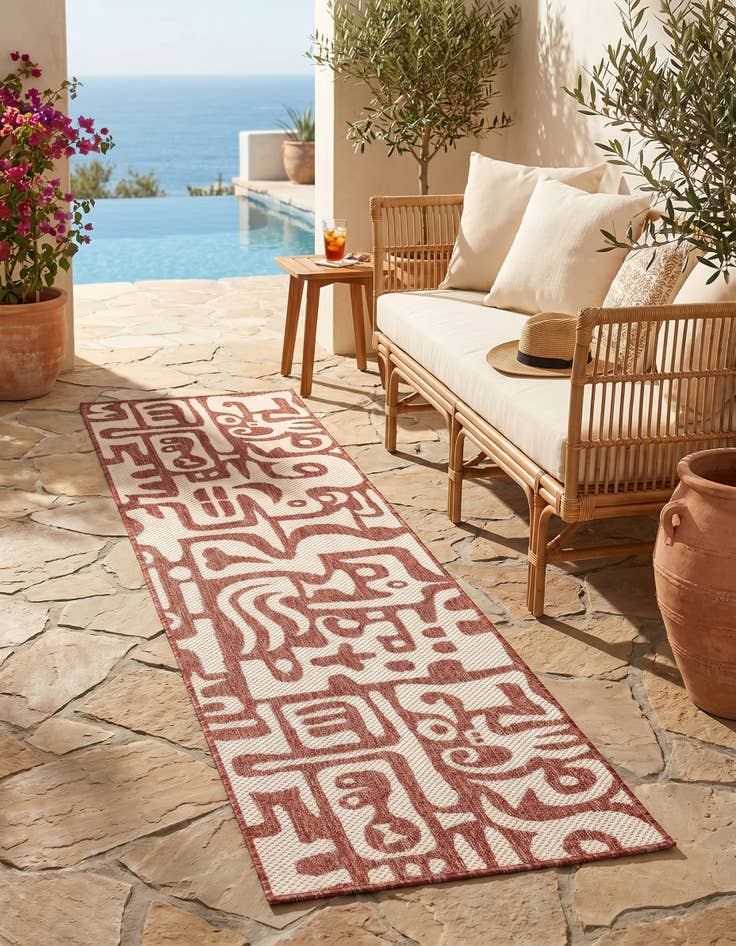 Detail image of 2' x 8' Easy-Clean Modern Indoor / Outdoor Runner Rug