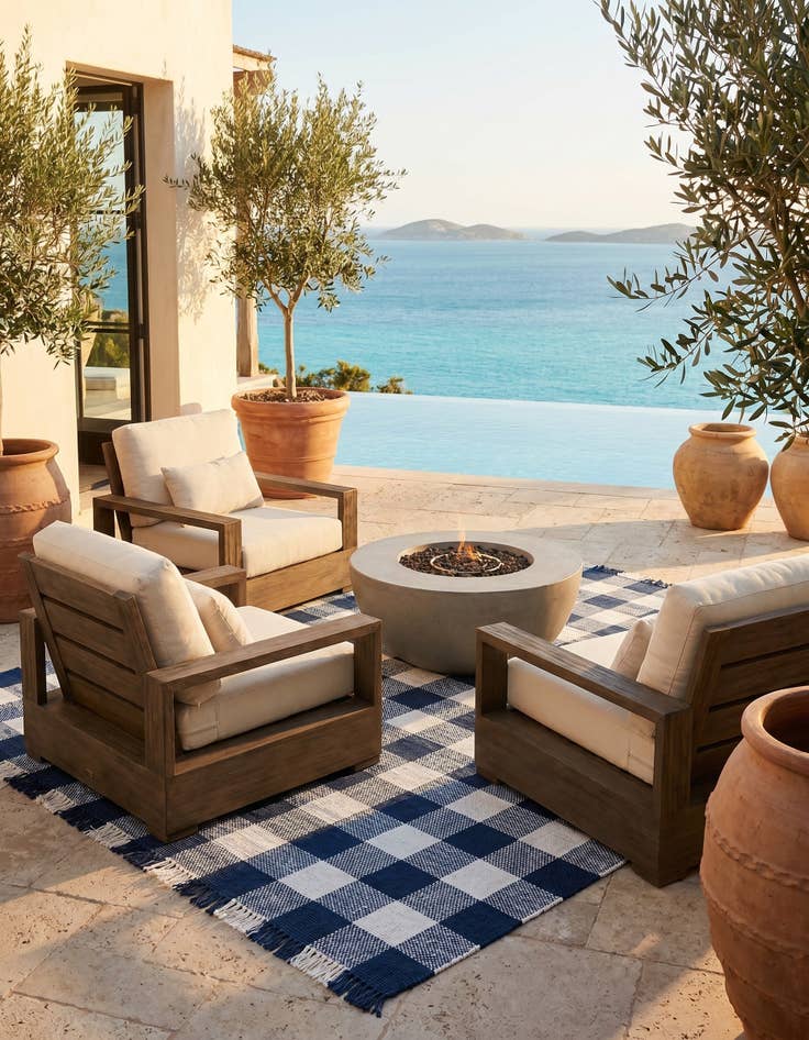 Detail image of 7' 10 x 10' Easy-Clean Eco Plaid Washable Indoor / Outdoor Rug