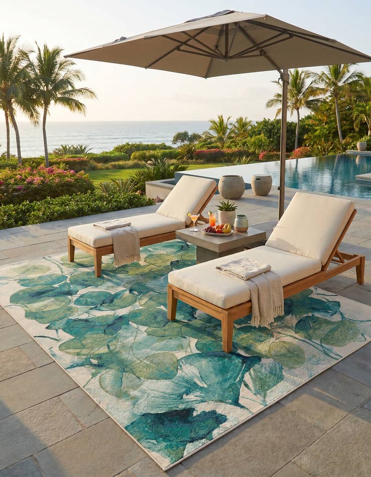 Detail image of 7' 10 x 11' Easy-Clean Botanical Indoor / Outdoor Rug