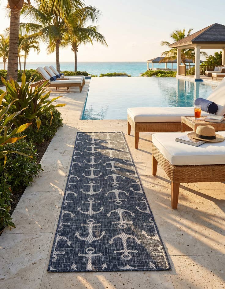 Detail image of 2' x 8' Easy-Clean Coastal Indoor / Outdoor Runner Rug