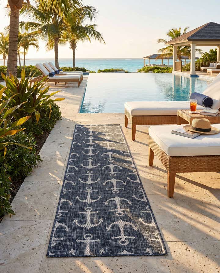 2' x 8' Easy-Clean Coastal Indoor / Outdoor Runner Rug