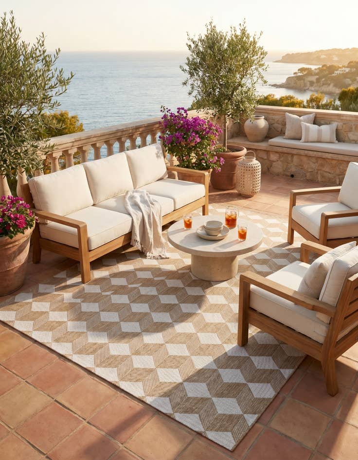 Detail image of 7' 10 x 10' Easy-Clean Jill Zarin Napa Indoor / Outdoor Rug