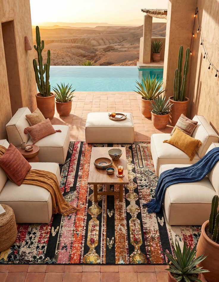Detail image of 7' 10 x 7' 10 Easy-Clean Casablanca Indoor / Outdoor Square Rug