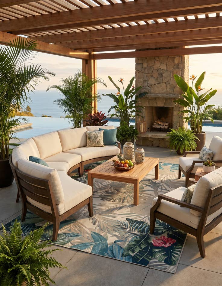 Detail image of 10' x 14' 2 Easy-Clean Botanical Indoor / Outdoor Rug