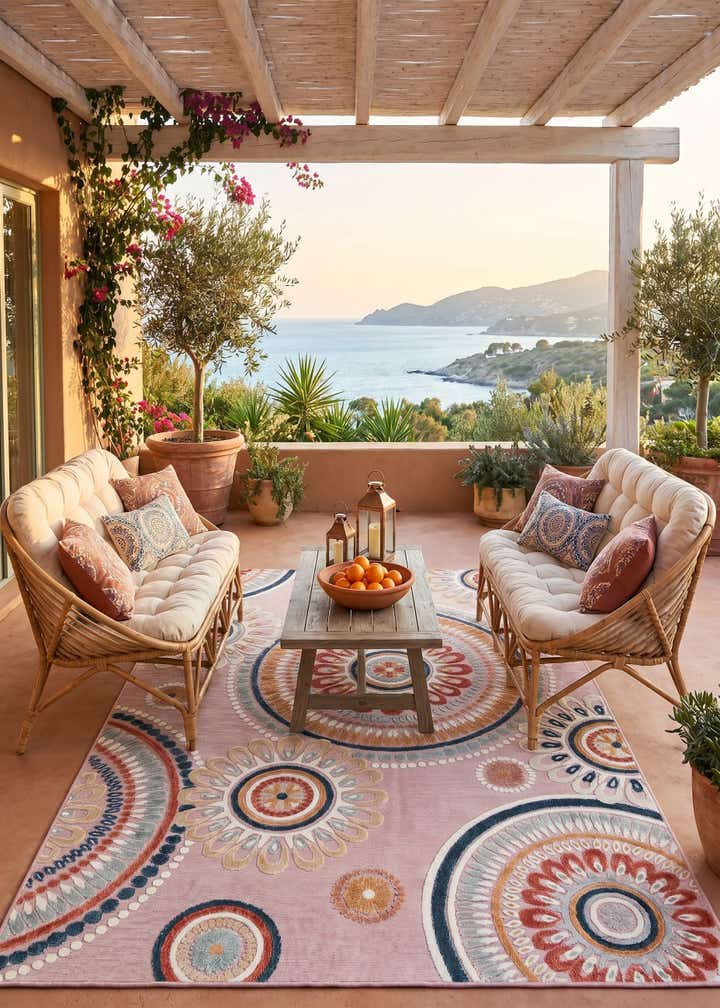 6' 4 x 9' Easy-Clean Botanical Indoor / Outdoor Rug