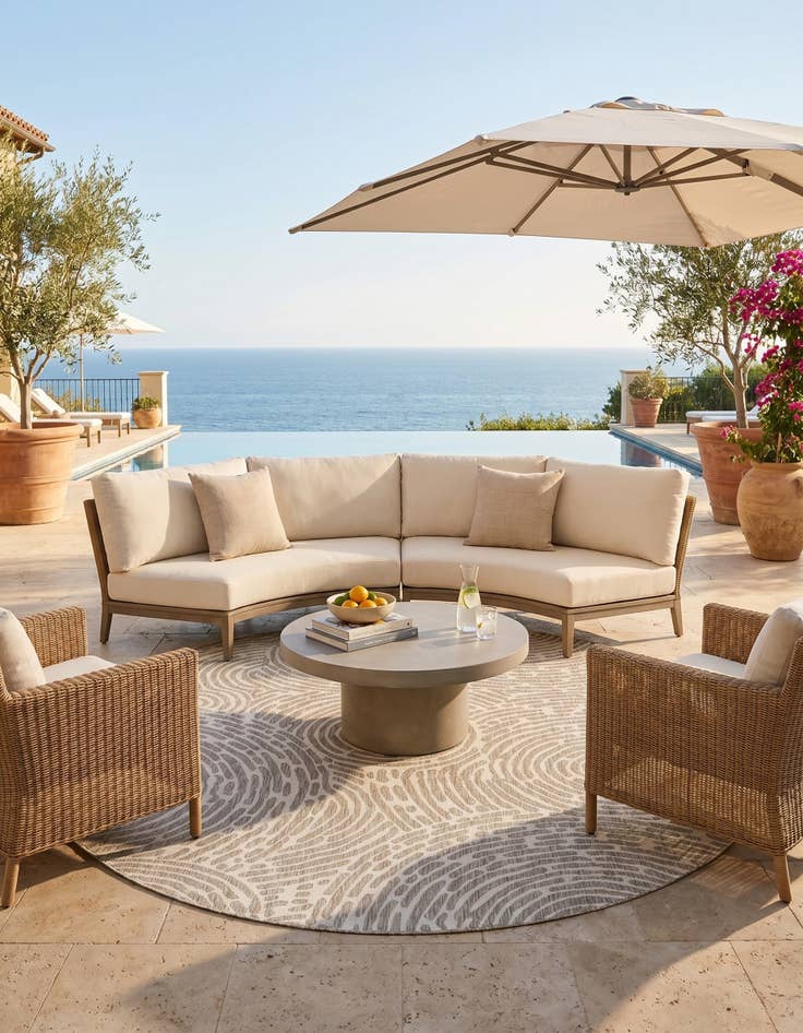 Detail image of 10' x 10' Easy-Clean Modern Indoor / Outdoor Round Rug