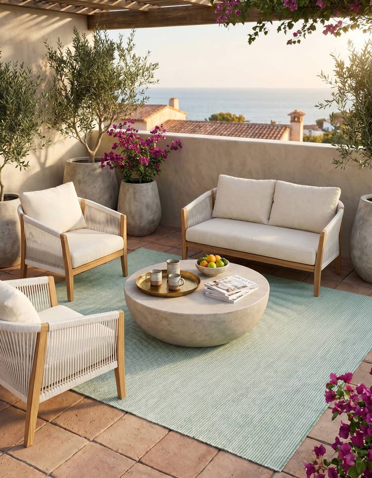 Detail image of 7' 10 x 7' 10 Easy-Clean Jill Zarin Palm Springs Indoor / Outdoor Square Rug