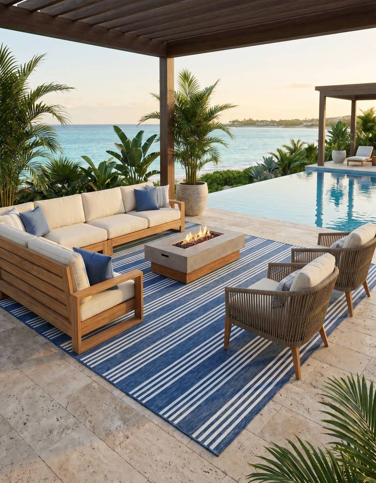 Detail image of 13' x 13' Easy-Clean Jill Zarin Anguilla Indoor / Outdoor Square Rug