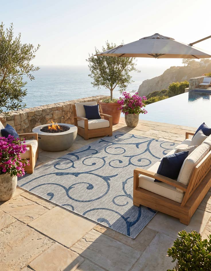 Detail image of 5' 3 x 8' Easy-Clean Botanical Indoor / Outdoor Rug