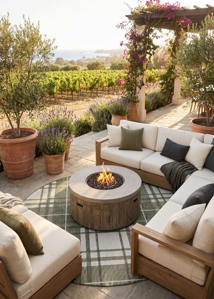 6' x 6' Easy-Clean Checkered Indoor / Outdoor Round Rug