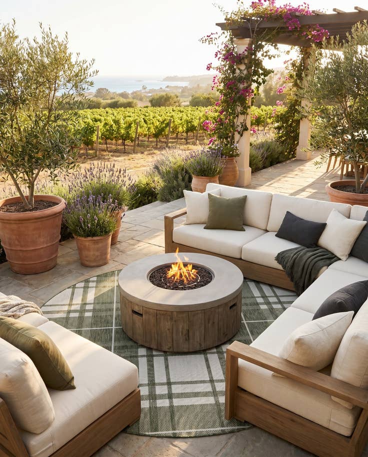 Detail image of 6' x 6' Easy-Clean Checkered Indoor / Outdoor Round Rug