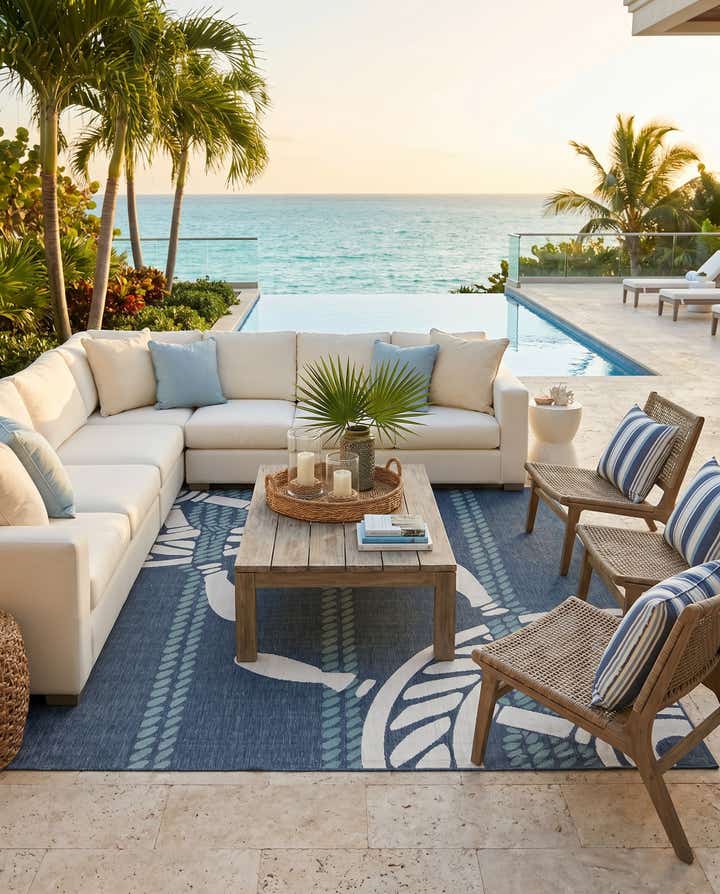 7' 10 x 7' 10 Easy-Clean Coastal Indoor / Outdoor Square Rug