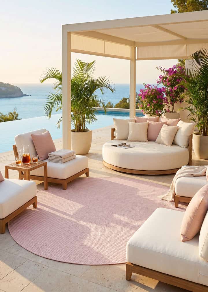 7' 10 x 7' 10 Easy-Clean Solid Indoor / Outdoor Round Rug