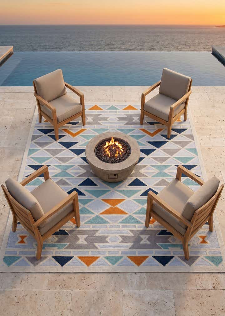 7' 10 x 7' 10 Easy-Clean Aruba Indoor / Outdoor Square Rug