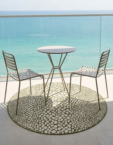 Green Easy-Clean Jill Zarin Cape Town Indoor / Outdoor Round Rug