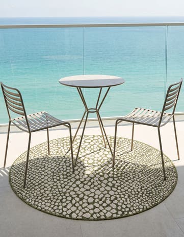 Green Easy-Clean Jill Zarin Cape Town Indoor / Outdoor Round Rug