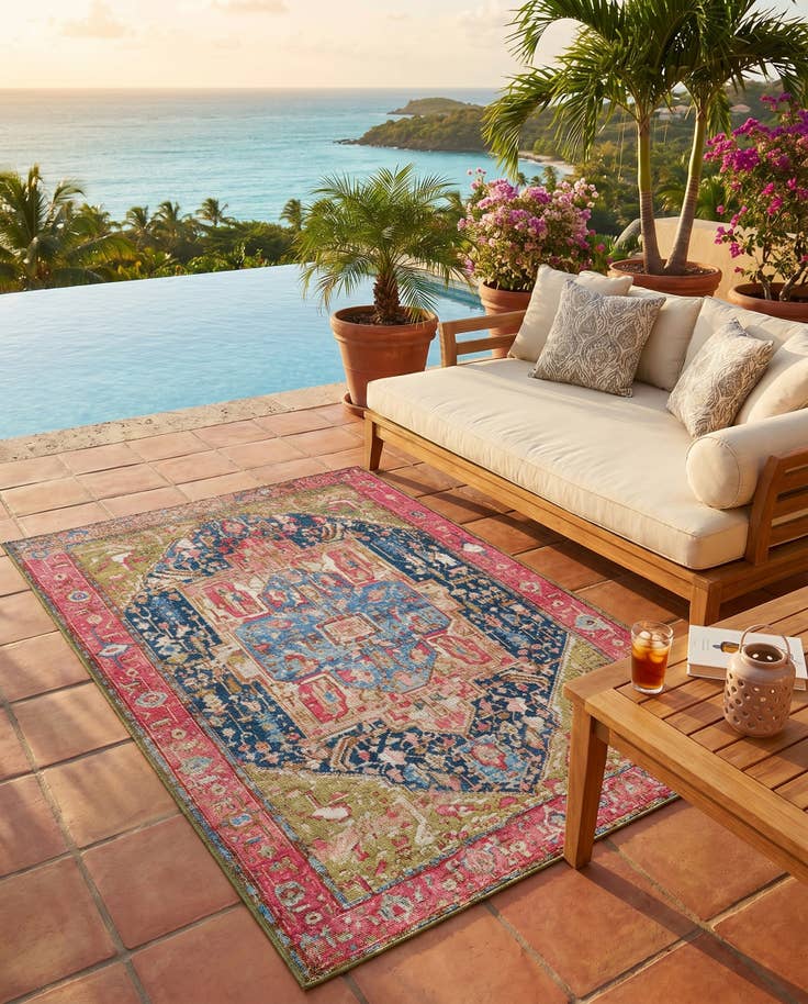 Detail image of 3' 3 x 5' 3 Easy-Clean Traditional Indoor / Outdoor Rug
