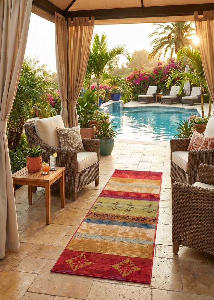 2' x 6' Easy-Clean Modern Indoor / Outdoor Runner Rug