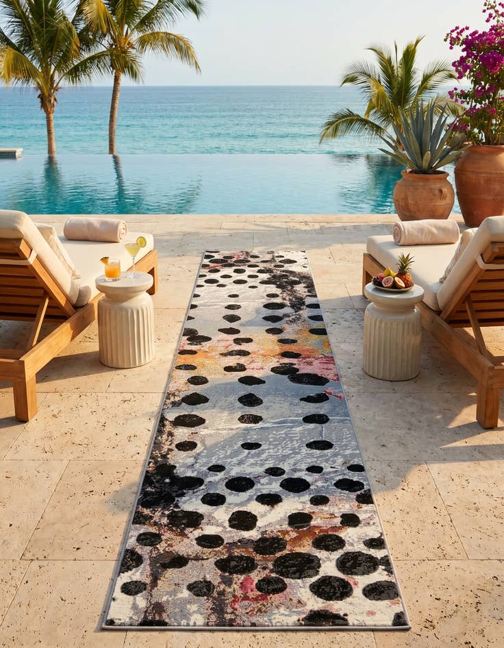 Detail image of 2' 7 x 12' Easy-Clean Modern Indoor / Outdoor Runner Rug