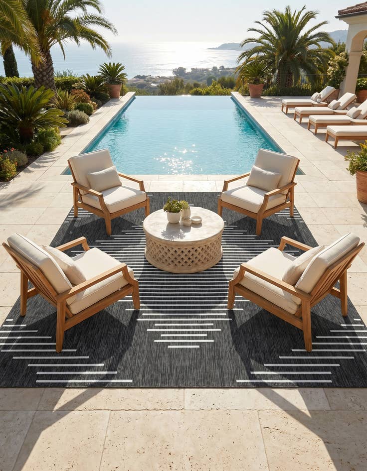 Detail image of 10' x 10' Easy-Clean Modern Indoor / Outdoor Square Rug