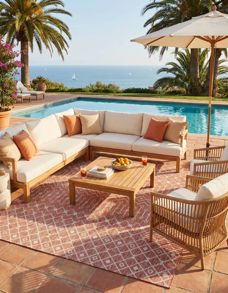 Detail image of 10' x 13' Easy-Clean Lattice Indoor / Outdoor Rug