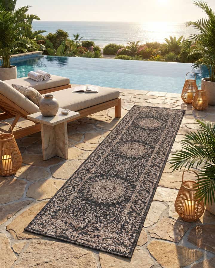 2' x 8' Easy-Clean Traditional Indoor / Outdoor Runner Rug