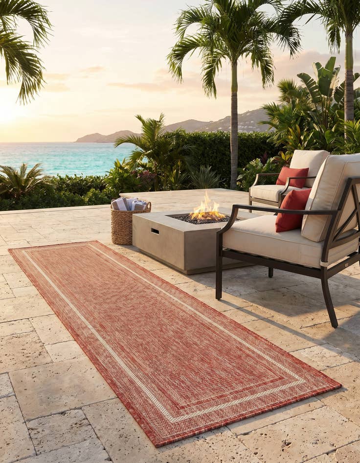 Detail image of 2' x 6' Easy-Clean Border Indoor / Outdoor Runner Rug